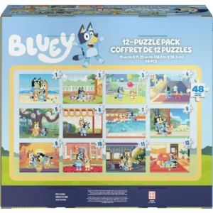 Bluey 12-Pack of Jigsaw Puzzles for Families, Kids