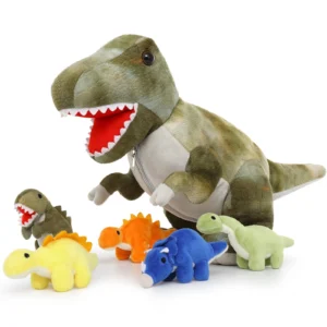 Soft Plush Animal Toys T-Rex Dinosaur with 5 Cute Babies