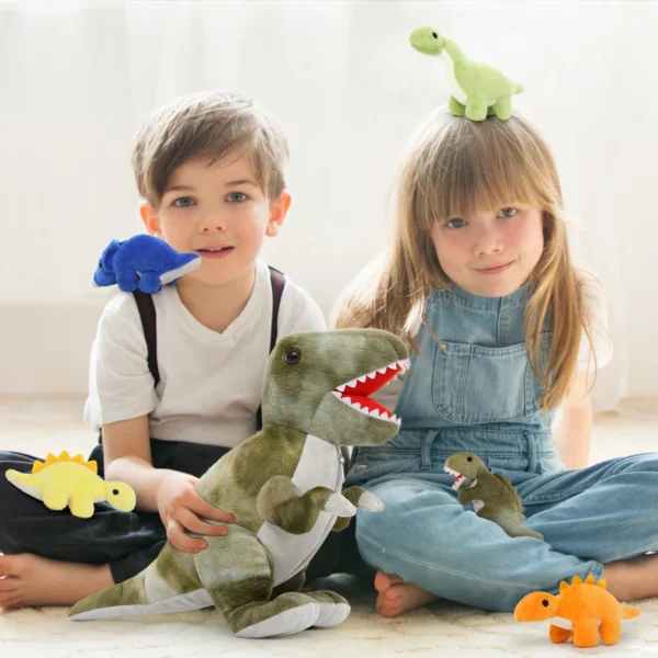 Soft Plush Animal Toys T-Rex Dinosaur with 5 Cute Babies - Image 4